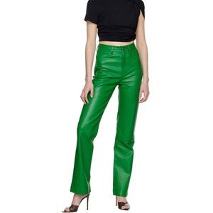 Green High-Rise Straight Leg Pants